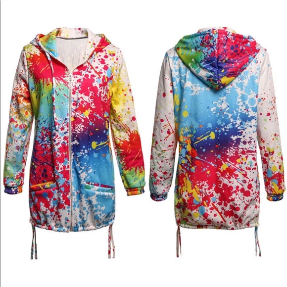 Paint Splatter Zip Front Hoodie - Picture 5 of 5